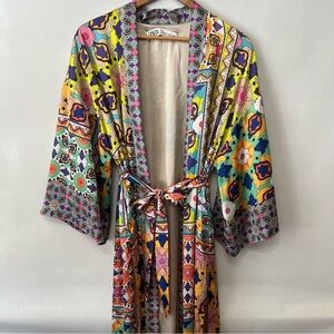 Zara Printed Kimono Belted Colorful Robe